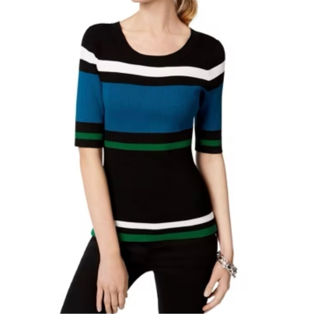 PREMISE Multicolor Knit Pullover 3/4 Round neck Top